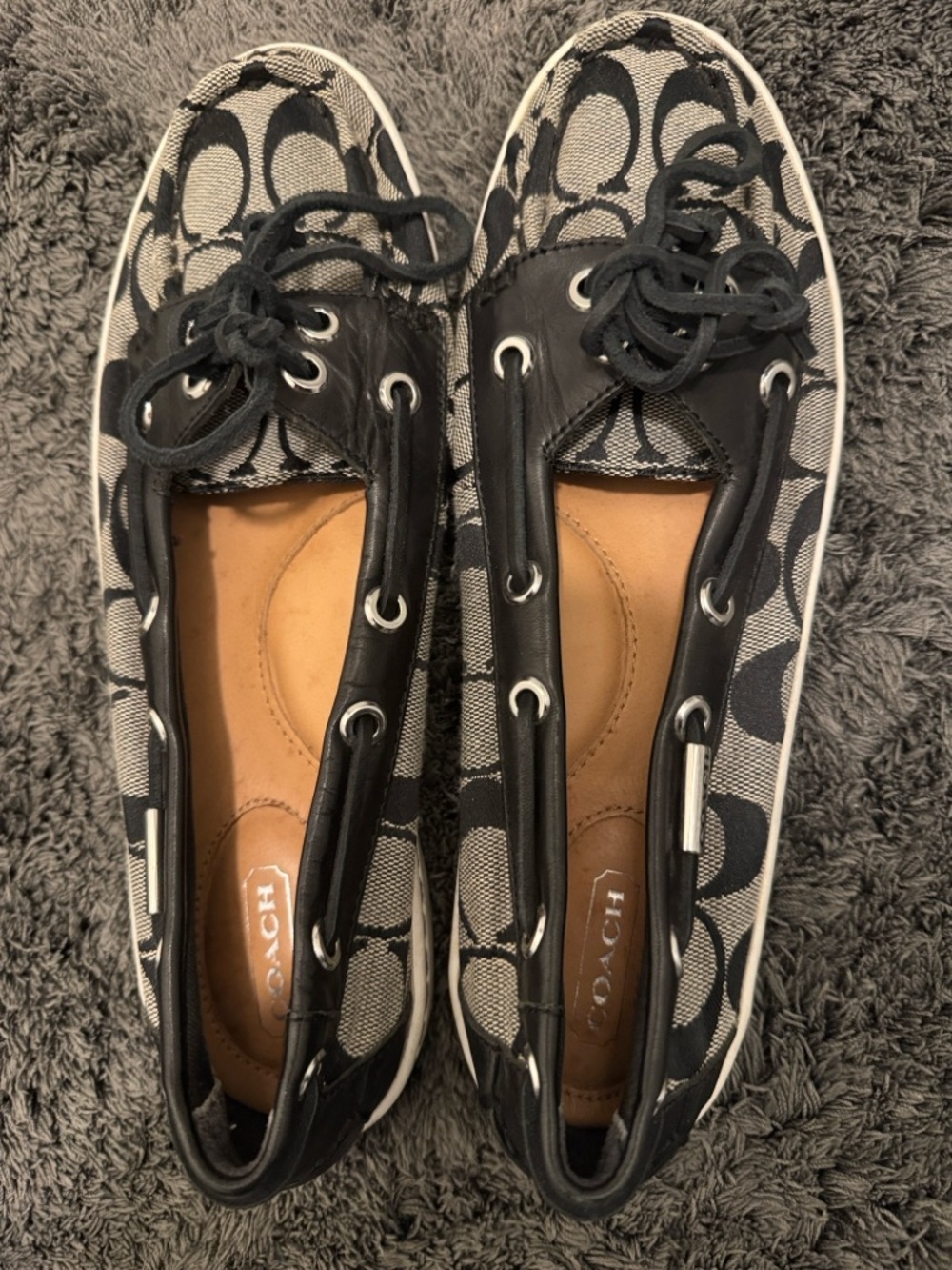 Coach Black & Cream boat shoe